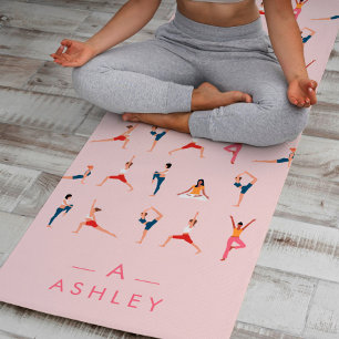 Tapis De Yoga Yoga Pose Amusant & mignon rose Personnalisé Yoga 