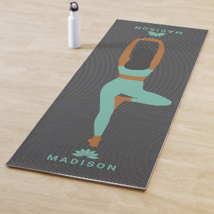 Tapis De Yoga Yoga Position Grey Arrière - plan Nom personnalisé