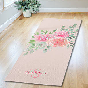Tapis De Yoga Yoga rose floral personnalisé
