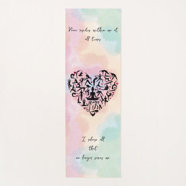 Tapis De Yoga Yogamatte personnalisée avec coeur et vocabulaire (Devant)