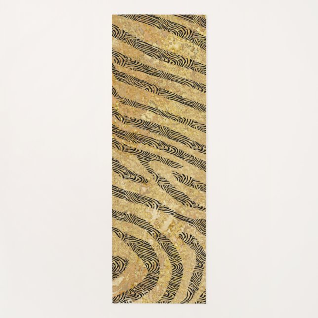 Tapis De Yoga Zebra Stripes sur la texture du marbre d'or (Devant)