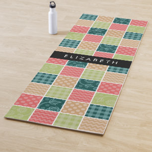Tapis De Yoga Zigzag, Chevron, En vichy, Pois, Votre Nom