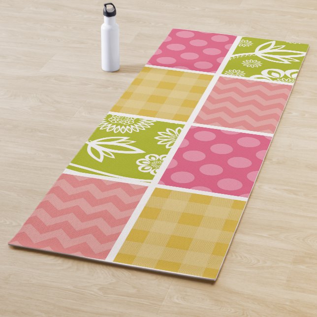 Tapis De Yoga Zigzag, Chevron, Pois, En vichy, Patchwork (En situation)