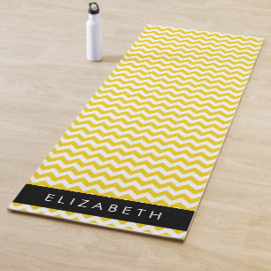 Tapis De Yoga Zigzag Jaune, Chevron Jaune, Votre Nom