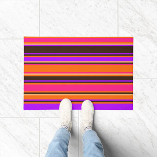Tapis Gras Orange, Magenta & Purple Striped Door