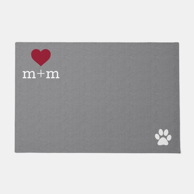 Tapis gris personnalisé d'animal familier (Devant)