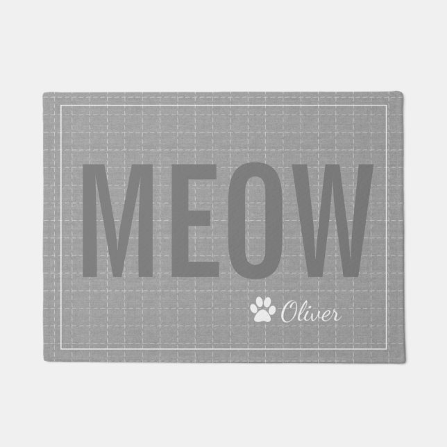 Tapis gris personnalisé d'animal familier de chat (Devant)