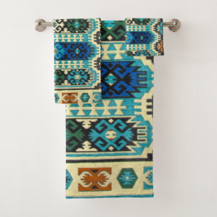 Tapis persan turc oriental bleu vert