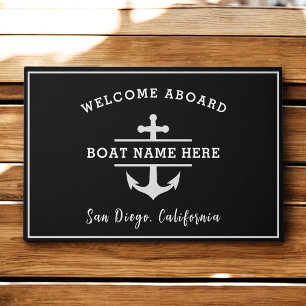 Tapis personnalisé d'ancre nautique Bienvenue à bo