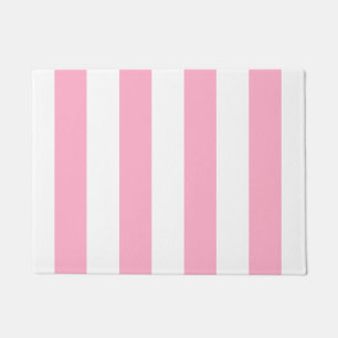 Tapis rayé de rose et blanc de porte