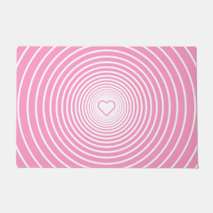 Tapis rose rayé blanc avec coeur Choisir la couleu