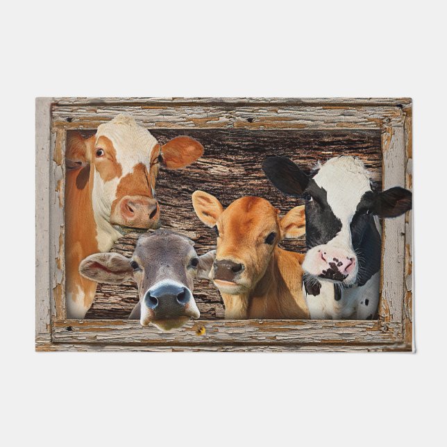 Tapis Visage Vache Cute, Animal Agricole (Devant)