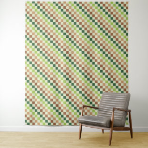 Tapisserie à motif damier vert acide et noir