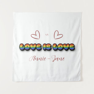 Tapisserie arc-en-ciel de l'amour LGBTQ Love is Lo