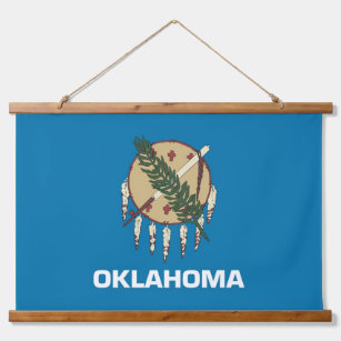 Tapisserie aus Holz mit der Flagge von Oklahoma Wandteppich Mit Holzrahmen