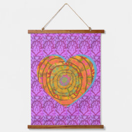 Tapisserie - Aztekisches Herzdesign Wandteppich Mit Holzrahmen