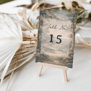 Tapisserie Blaue Toile Vintage-Wald-Tischnummer Tischnummer