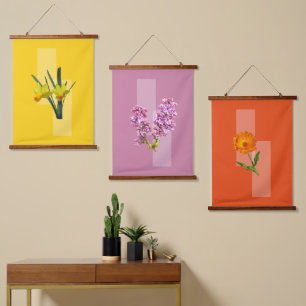 Tapisserie - Botanische Bilder Wandteppich Mit Holzrahmen