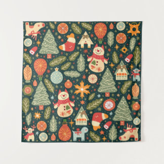 Tapisserie carré motif de Noël