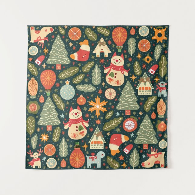 Tapisserie carré motif de Noël (Devant)