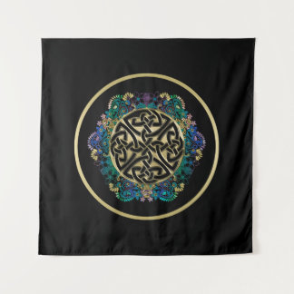 Tapisserie celtique noire de mur de mandala de