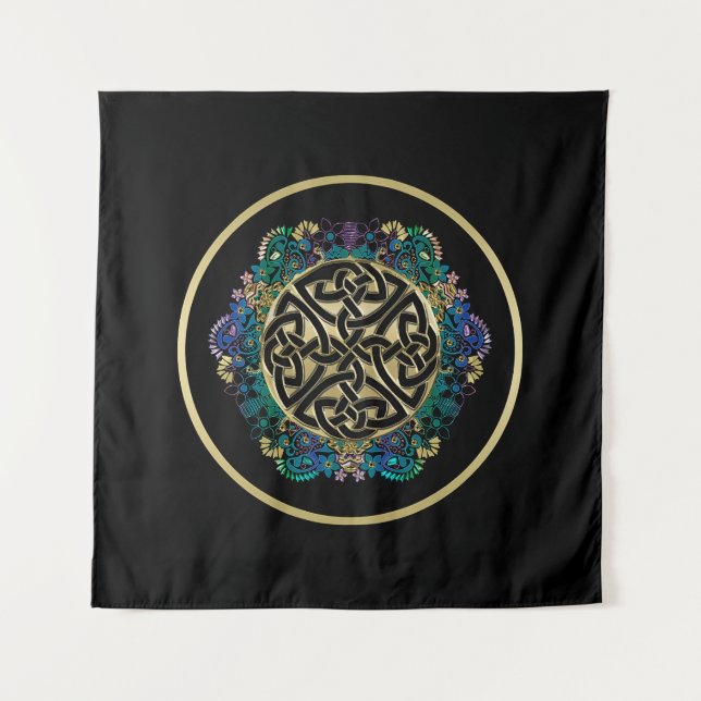 Tapisserie celtique noire de mur de mandala de (Devant)
