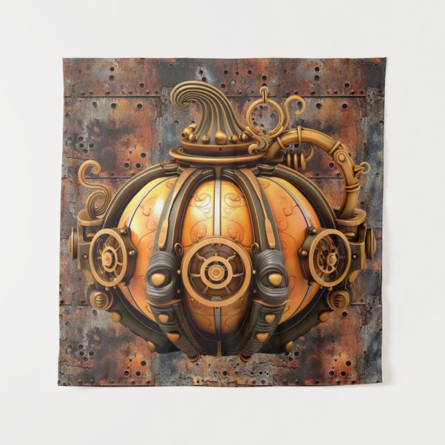 Tapisserie Citrouille Automne Steampunk (Devant)