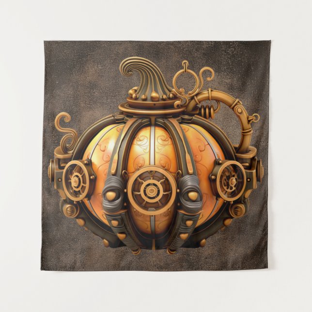 Tapisserie Citrouille Automne Steampunk (Devant)