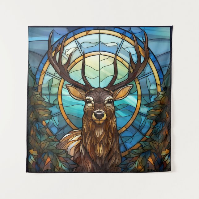 Tapisserie d'art de cerfs en verre (Devant)