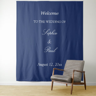 Tapisserie de bienvenue de mariage bleu marine élé