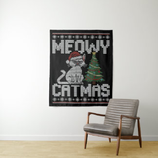 Tapisserie de chat tricotée Meowy Catmas
