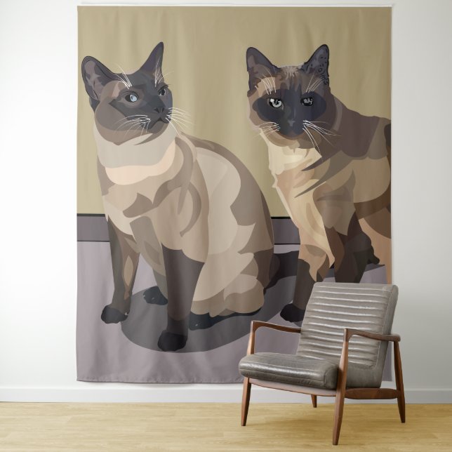 Tapisserie de chats siamois (En situation)