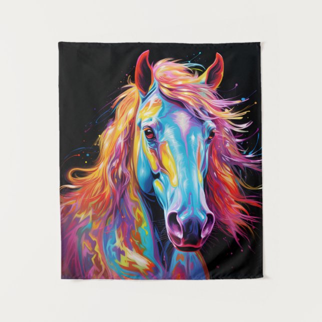 Tapisserie de cheval néon coloré (Devant)