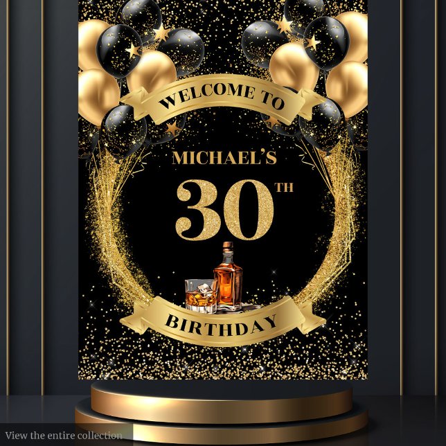 Tapisserie de fête au whisky pour les 30 ans d'un  (Stunning 30th Man Birthday Whiskey Party Tapestry)