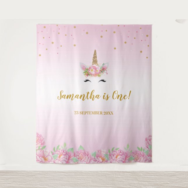 Tapisserie de fête d'anniversaire de licorne Banni (Devant)