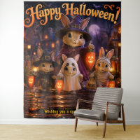 Tapisserie de fête de lapins/lapin Happy Halloween