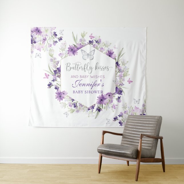 Tapisserie de fête prénatale papillon argenté viol (En situation (horizontale))