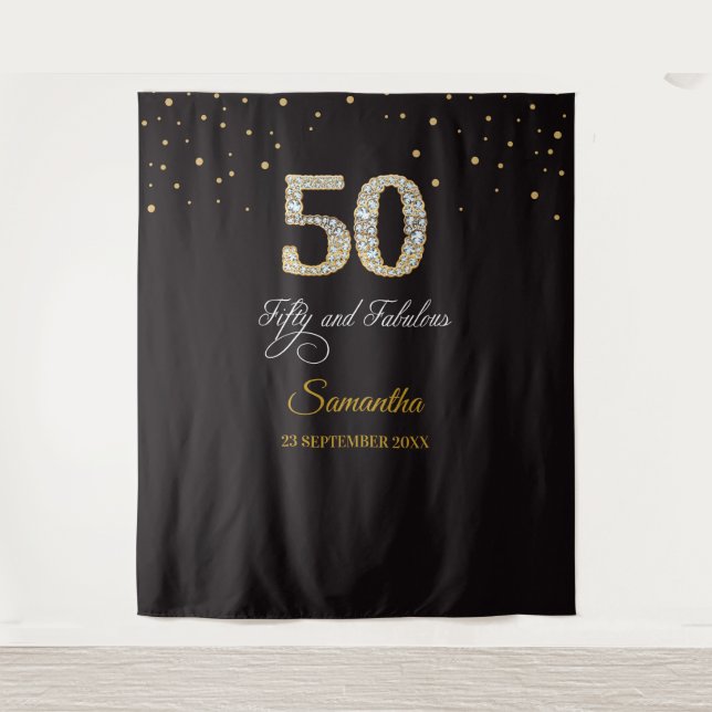 Tapisserie de fond pour fête d'anniversaire de 50  (Devant)
