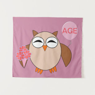 Tapisserie de hibou d'anniversaire d'âge personnal
