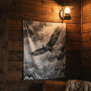 Tapisserie de la montagne de l'aigle en vol   Noir