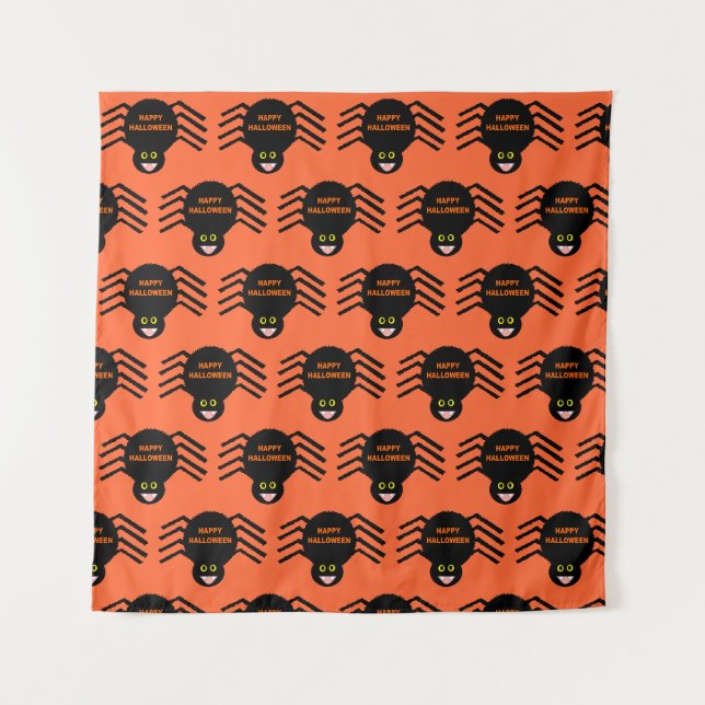 Tapisserie de l'Araignée Noire d'Halloween (Devant (Horizontal))