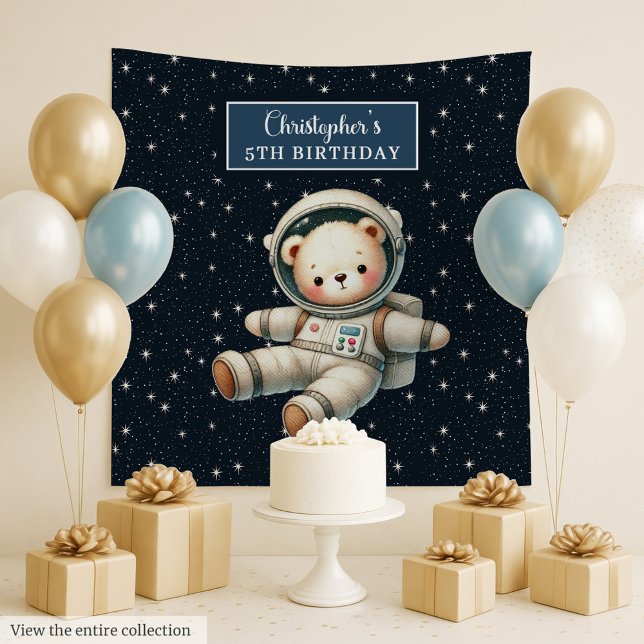 Tapisserie de l'ours spatial mignonne pour la fête (Cute Space Bear Tapestry for Boy Birthday Party)