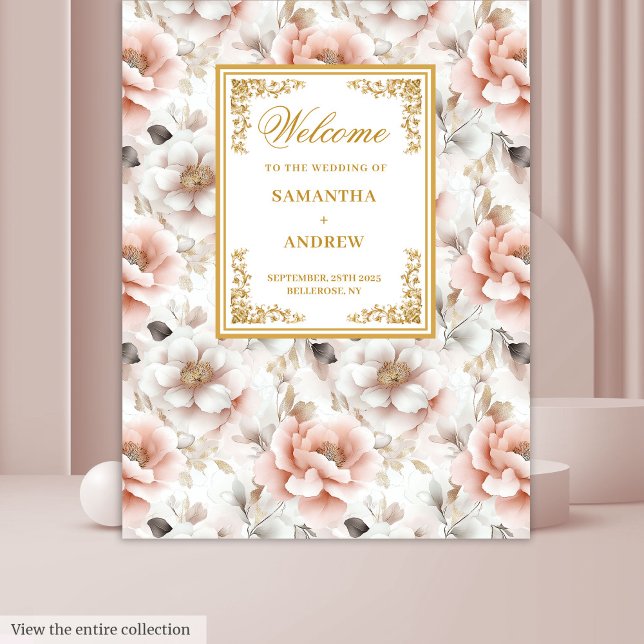 Tapisserie de mariage à l'aquarelle Or rose éterne (Timeless Blush Gold Watercolor Wedding Tapestry

)