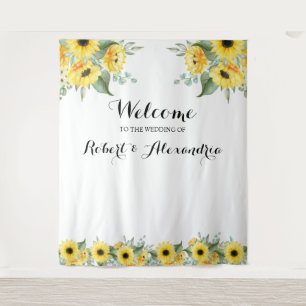 Tapisserie de mariage de bienvenue avec tournesols