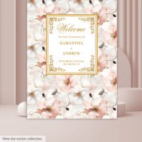Tapisserie de mariage florale classique rose pouss