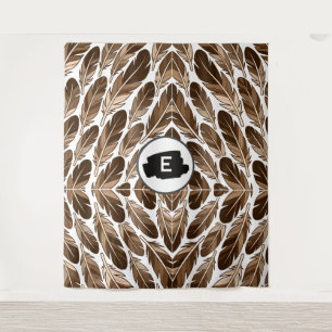 Tapisserie de monogramme sur mesure - Plumes Brown
