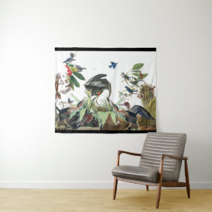 Tapisserie de mur de collage de faune d'oiseau de