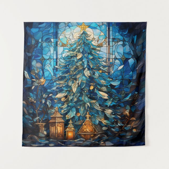 Tapisserie de Noël bleu verre (Devant)