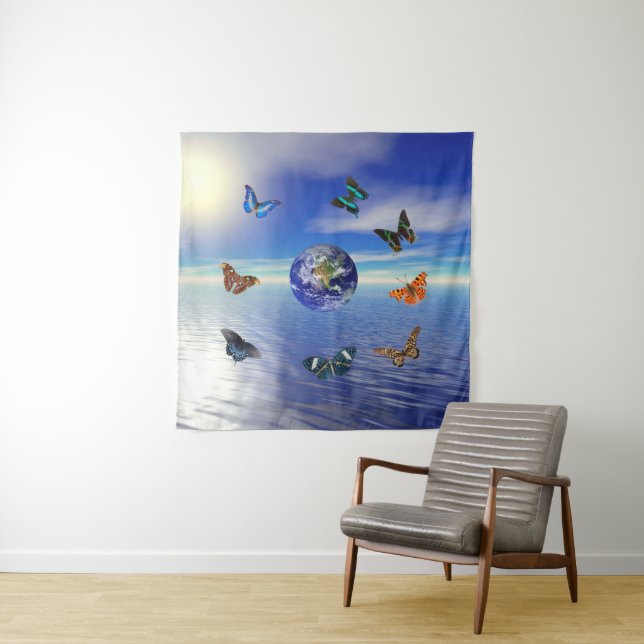 Tapisserie de papillons Blue Earth (En situation)
