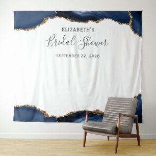 Tapisserie de photomaton de mariage Navy Blue Gold